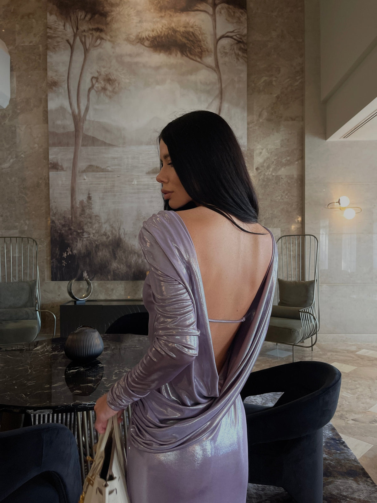 METALLIC Dress in Dusty