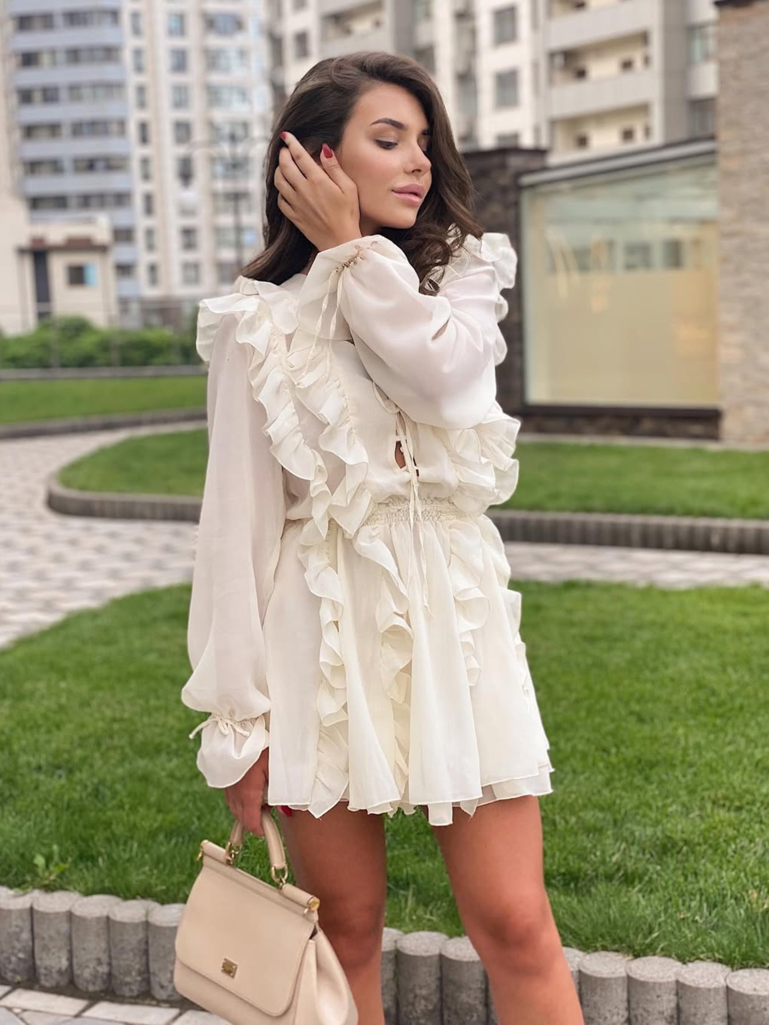 Сукня RUSHE молочна