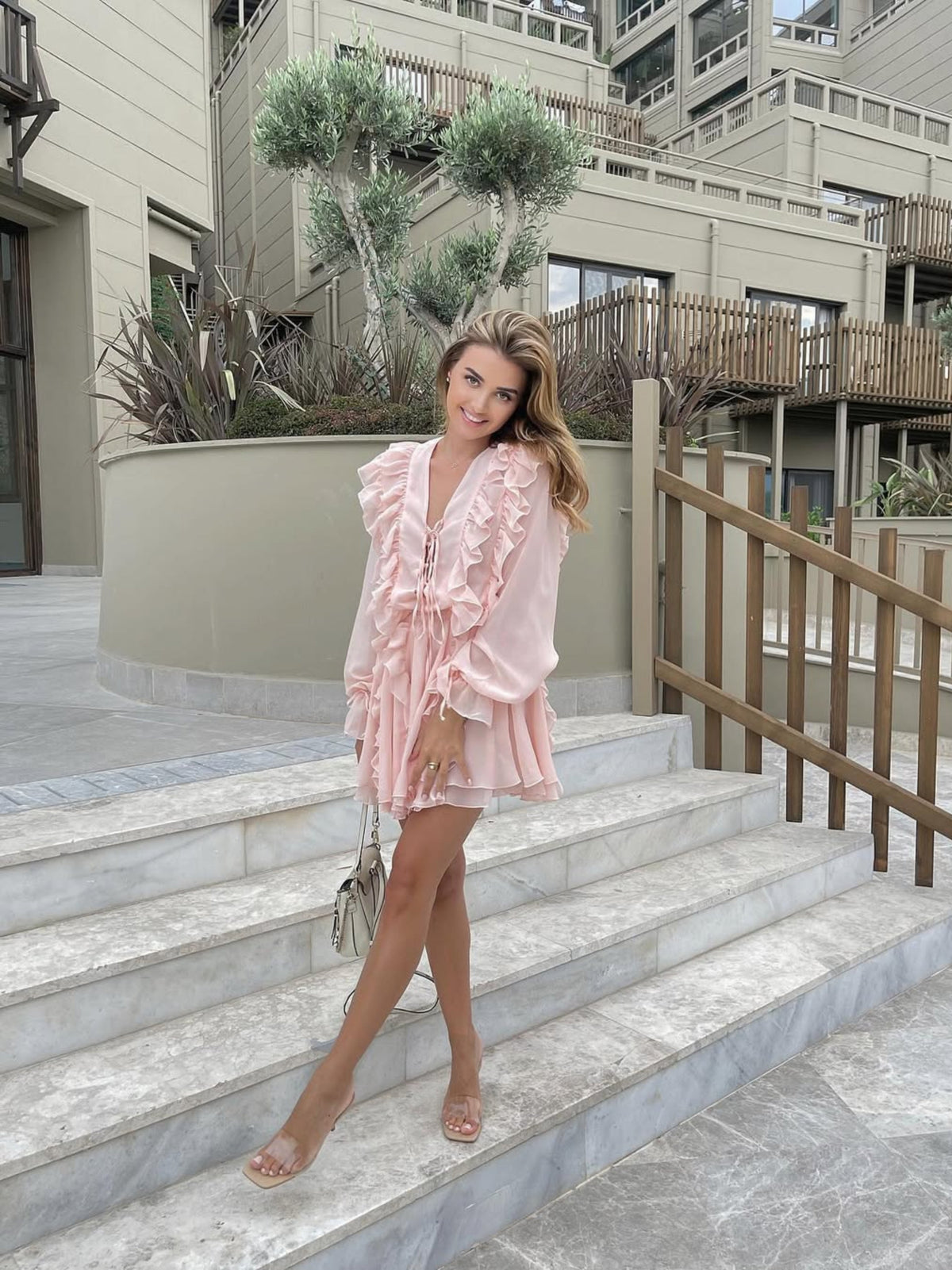 RUSHE Dress in Powder